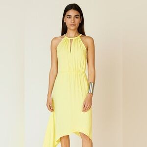 BCBGMAXAZRIA Keelie Keyhole-front Halter Dress M Lemongrass Size S